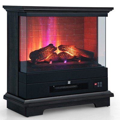 Costway 27'' Freestanding Electric Fireplace Heater W/ 3-level Flame ...