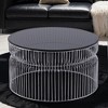 Metal Frame Modern 2-Piece Coffee and End Table Set with Tinted Tempered Glass Top for Living Room - 2 of 4