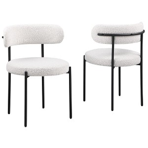 Best Master Furniture,Drexel Boucle Fabric Cream Dining Chairs (Set of 2) - 1 of 3