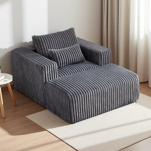62.5" Corduroy Lounge Chair Sofa with Removable Footrest - 1 of 4
