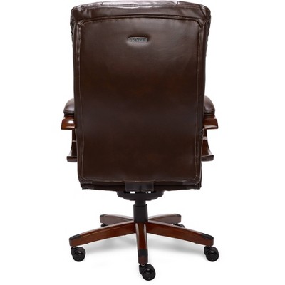 Brown Leather High Back Executive Swivel Chair with Fixed Arms