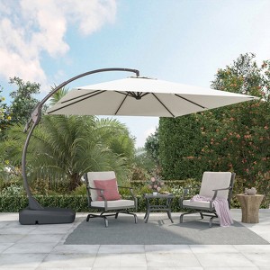 GRANDPATIO 10X10 Ft Square Cantilever Curved Adjustable Umbrella with Base - 1 of 4