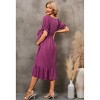 Womens Maternity Dress Summer V Neck Short Sleeve Ruffle Belted Baby Shower Dress - 4 of 4