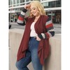 Agnes Orinda Women's Plus Size Christmas Asymmetric Colorblock Open Front Knit Cardigans - 2 of 4