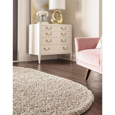 Taupe Oval 8' x 10' Synthetic Shag Area Rug