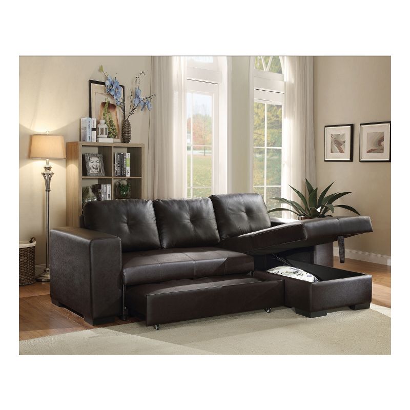 Lloyd Sectional Sofa Black Faux Leather - Acme Furniture, 5 of 9