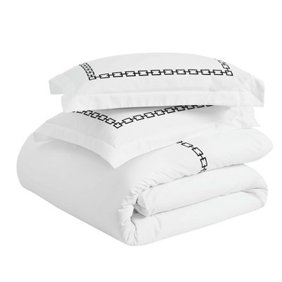 Cotton Chain Links Embroidered 3 Piece Duvet Cover Set by Blue Nile Mills