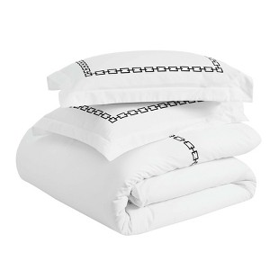 Cotton Chain Links Embroidered 3 Piece Duvet Cover Set by Blue Nile Mills - 1 of 4