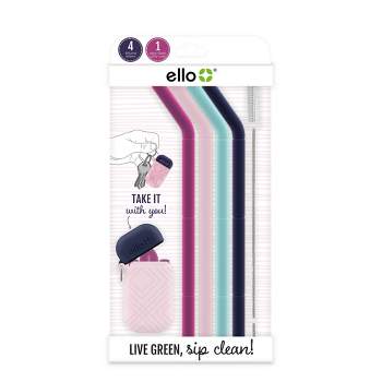 Ello 4pk Compact Fold and Store Silicone Straw Set