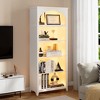Fredees 5-Tier 70-Inch Modern Farmhouse Wood Arch Bookcase with Motion-Sensor LED Lights – Suitable for Living Room, Bedroom, Office, or Library. - 4 of 4