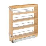 Rev-A-Shelf Pull Out Kitchen Cabinet Storage Organizer Spice Rack w/3 Adjustable Sliding Wood Shelves, Chrome Rails, & 100lb Capacity
