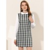 Allegra K Women's Contrast Peter Pan Collar Long Sleeve Above Knee Shift Plaid Dress - 2 of 4