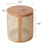 Lyngins Natural Wood Outdoor Side Table with Storage, 15.7” Round End Table, Hollow Woven Side Table, Indoor/Outdoor Small Table for Garden/Balcony - 3 of 4