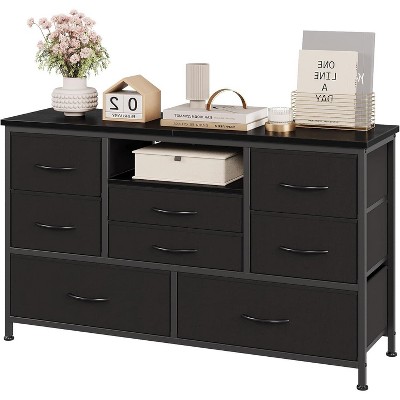 8 Drawer Dresser TV Stand with LED Lights & Charging Station,Wide Console Table for 55 Inch TV, Dresser Organizer for Living Room, Closet, Entryway