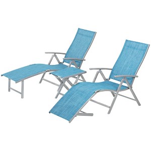Pellebant Outdoor Aluminum Adjustable Folding Chaise Lounge Chairs and Foldable Side Table - 1 of 4