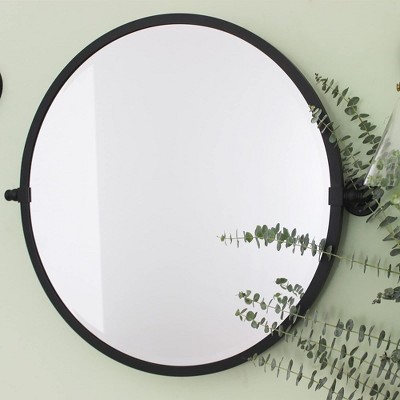 26'' Round Black Metal Framed Bathroom Vanity Mirror
