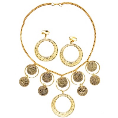 Rubies Goldstone Earrings and Necklace Set