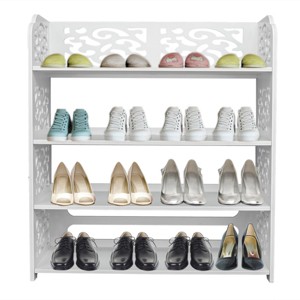 FURNIinspire Shoe Racks Wood 4 Tier Free Standing Shoe Rack Shoe Organizer Multifunctional Shoe Shelf for Entryway, White, 9.4"*23.4"*23" - 1 of 4