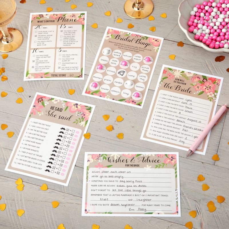 Best Paper Greetings Set of 5 Bridal Shower Games for Engagement Celebrations, Bridal, Bachelorette, Anniversary, Wedding Party, Entertains 50 Guests, 3 of 9