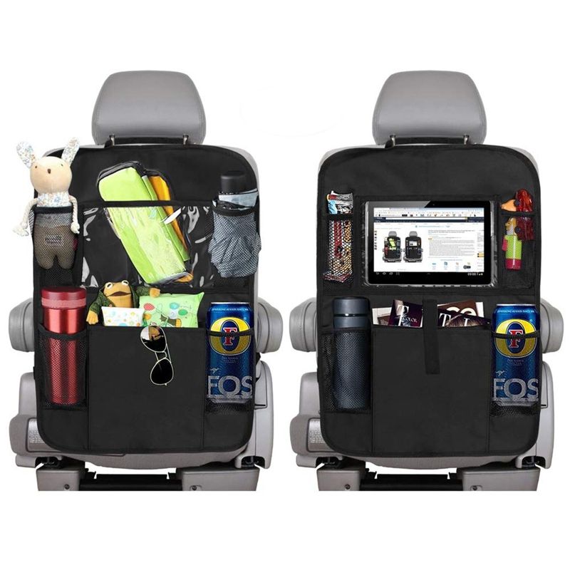 Insten 2 Pack Backseat Car Organizer with 5 Storage Pockets & Tablet Holder for Drinks, Toys, and Travel Accessories, 1 of 2
