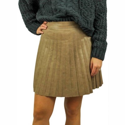 Women's Leather Pleated Skirt - SHE + SKY