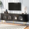NicBex TV Stand with Glass Door for TVs up to 80 Inches,Modern Entertainment Center with 4 Cabinets and Metal Legs - 2 of 3