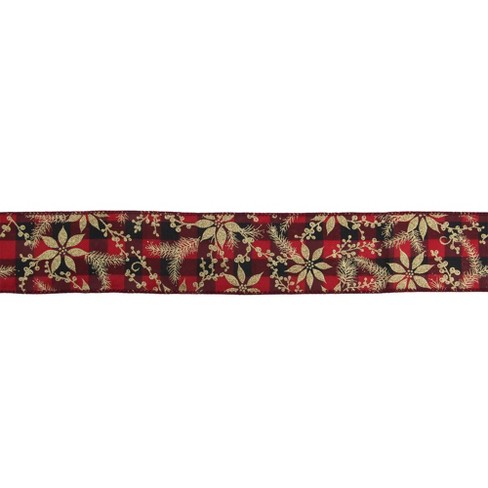 Red & White Nordic Tree Christmas Wired Craft Ribbon 2.5 x 16 Yards