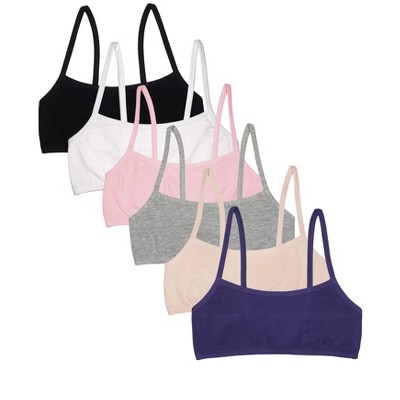 Fruit of the Loom Girls Spaghetti Strap Sports Bra 6 Pack  Blueberry/Black/Grey/White/Sand/Blush 40