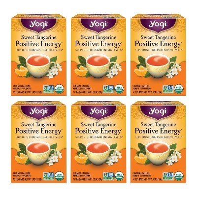 Yogi Sweet Tangerine Positive Energy Tea - 16 Tea Bags per Pack - 6 Packs