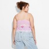 Women's Lace Trim Tank Top - Wild Fable™ Pink Floral - 3 of 3