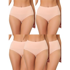 Allegra K Women's High Waist Shaping Breathable Tummy Control Briefs 5 Packs - 1 of 4