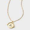 14K Gold Dipped Crystal and Mother of Pearl Circle Spinner Initial Necklace - A New Day™ - 4 of 4