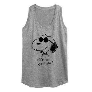 Women's - Peanuts - Cool Joe Keep On Smiling Graphic Racerback Tank - 1 of 4