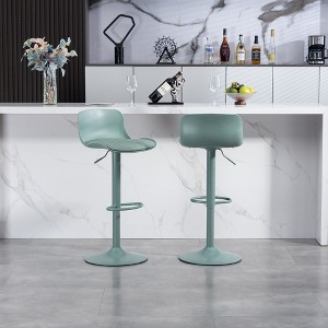 Okak Set of 2 Swivel Adjustable Height Bar Stools with Sturdy Large Base,Armless Leather Counter Chairs for Dining Rooms - 1 of 4