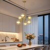 PAKOKULA Modern 6-Light Gold Branch Sputnik Dimmable Chandelier with Clear Globe Glass Shades for Living Room - 3 of 4