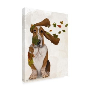 Trademark Fine Art -Fab Funky 'Basset Hound Windswept and Interesting' Canvas Art - 1 of 3