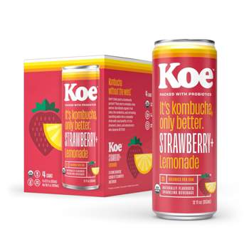 Koe Organic Strawberry Lemonade Kombucha - 4pk/12 fl oz Cans