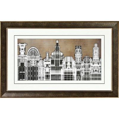 34" x 22" Matted to 2" Urban Building Panel I Picture Frame Brown - PTM Images