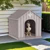 SEVOBAL Pet Crates and Houses Ventilated Dog House with Elevated Floor, Weatherproof Puppy Shelter for Breeds Easy Clean, Brown, 26.26"*24.57"*25.83" - 4 of 4