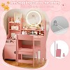 PAKASEPT Kids Vanity Table Set with Lighted Mirror, Makeup Dressing Table Set with Stool, Storage Shelves&Cabinet, for Girls, Pink - 3 of 4