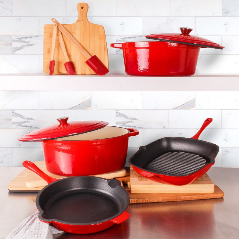 BergHOFF Neo 9Pc Cast Iron Cookware Set, Red, 2 of 16