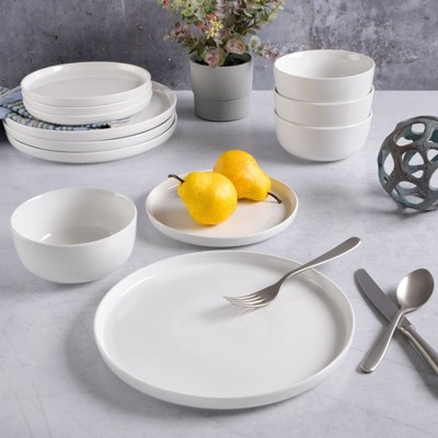 Oslo White Porcelain 12-Piece Dinnerware Set, Service for 4