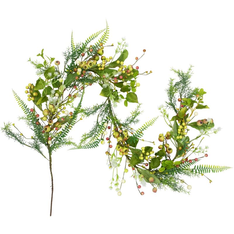 Northlight Berry and Crabapple Fern Foliage Spring Garland - 5', 5 of 6