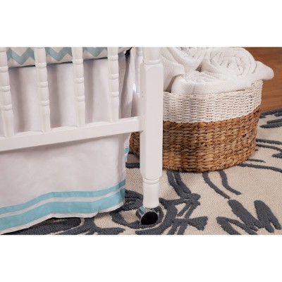 White Pine Wood 3-in-1 Convertible Crib with Wheels