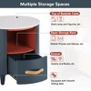 Lyngins Modern End Table with Drawer & Open Shelf, Round Nightstand with Leather Handles, Tapered Legs, Sofa Side Table for Living Room - 4 of 4