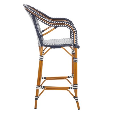 California Chic Navy & White Aluminum Outdoor Bar Stool