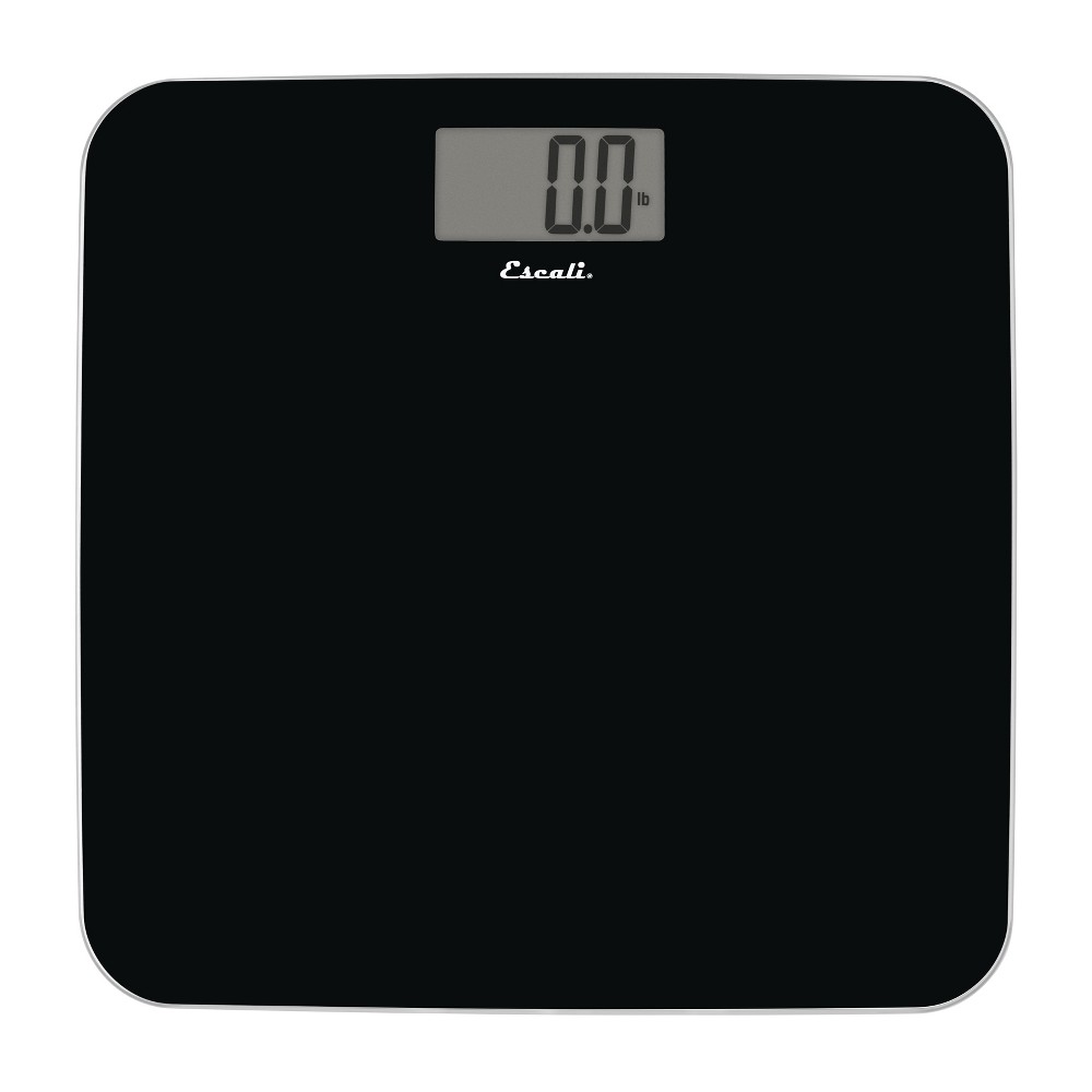 Slim Glass Bathroom Scale Black - Escali: Digital Precision, Instant On, 400 lb Capacity, Includes CR2032 Battery