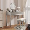 Gulches Luxury Vanity Desk with Round Mirror,Height-Adjustable, Stylish Dressing Table Set, 4 Drawers & Stool, Silver - 2 of 4