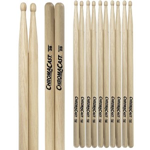ChromaCast 2B USA Made Hickory Drumsticks Pair - Wood Tipped - Drum Sticks Tour Tested by Pro Drummers - Real American Hickory Wood - 1 of 4