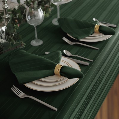 Hunter Green Jacquard Stain Resistant Rectangular Tablecloth